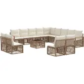 vidaXL Gartensofa-set 14 pcs Beige Poly-Rattan