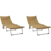 vidaXL Klappbare Sonnenliege mit Kissen 2 pcs Beige