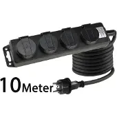 Chilitec Gartensteckdosenleiste für Außen 4-fach IP44 H07RN-F 3G1,5mm² Zuleitung 10m