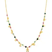 Luxenter Sterling Silber 925 Halskette mit 18K Gelbgold plattiertem Grünem Kristall - Schmetterling