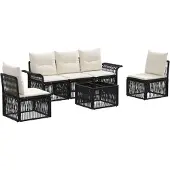 vidaXL Gartensofa-set 6 pcs Schwarz Poly-Rattan