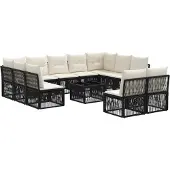 vidaXL Gartensofa-set 12 Stk. Schwarz Poly-Rattan