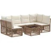 vidaXL Gartensofa-set 7 pcs Beige Poly-Rattan