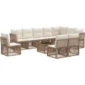 vidaXL Gartensofa-set 11 pcs Beige Poly-Rattan