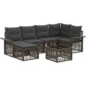 vidaXL Gartensofa-set 7 pcs Grau Poly-Rattan