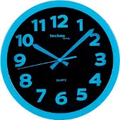 Technoline WT 7420, Wand, Quarzuhr, Rund, Schwarz, Blau, Akku, AA