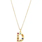 Luxenter Halskette mit mehrfarbigen Zirkonia 18k Gold Finish - Alphabet