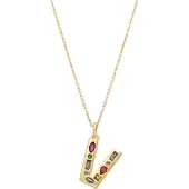 Luxenter Halskette mit mehrfarbigen Zirkonia 18k Gold Finish - Alphabet