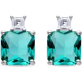 Luxenter Sterling Silber 925 Ohrringe mit Smaragd Zirkonia rhodiniert - Lizba
