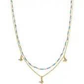 Luxenter Halskette mit blauem Kristall 18k goldfarben - Zinli