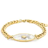Luxenter Armband aus weißem Perlmutt in 18k Gelbgold - Anleh