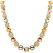Luxenter Multicolor Kristall Halskette aus 18K Gelbgold - Mantis