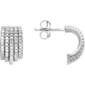 Luxenter rhodinierter Brillant-Zirkonia-Ohrring - Soinsu