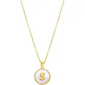 Luxenter -Halskette aus weißem Perlmutt in 18 Karat Gelbgold - Alphabet