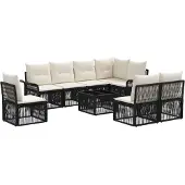 vidaXL Gartensofa-set 9 pcs Schwarz Poly-Rattan