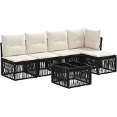 vidaXL Gartensofa-set 6 stk. Schwarz Poly-Rattan