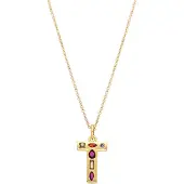 Luxenter Halskette mit mehrfarbigen Zirkonia 18k Gold Finish - Alphabet