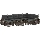 vidaXL Gartensofa-set 10 pcs Grau Poly-Rattan