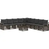 vidaXL Gartensofa-set 10 pcs Grau Poly-Rattan
