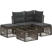 vidaXL Gartensofa-set 5 pcs Grau Poly-Rattan