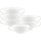 Villeroy & Boch Tasse "Suppentassen Anmut 250 ml 6er Set weiß", weiß, B:13cm H:5,8cm, Porzellan, Trinkgefäße, Tasse, Spülmaschinenfest, Mikrowellensicher