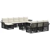 vidaXL Gartensofa-set 11 pcs Schwarz Poly-Rattan