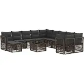vidaXL Gartensofa-set 12 pcs Grau Poly-Rattan