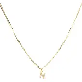Luxenter Halskette mit glänzendem Zirkonia 18k Gold-Finish - Alphabet