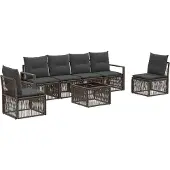 vidaXL Gartensofa-set 7 pcs Grau Poly-Rattan