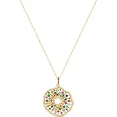 Luxenter Halskette aus 925er Sterlingsilber mit mehrfarbigen Zirkonias in 18K Gelbgold - Xodoa
