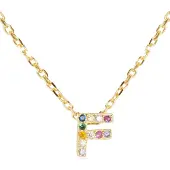 Luxenter Halskette aus 925er Sterlingsilber mit mehrfarbigen Zirkonias in 18K Gelbgold - Alphabet