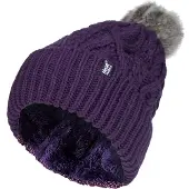 Heat Holder Ladies Ribbed Cuffed Pom Pom Bobble Beanie Mütze mit Fleece-Futter