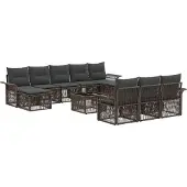 vidaXL Gartensofa-set 11 pcs Grau Poly-Rattan