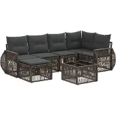 vidaXL Gartensofa-set 7 pcs Grau und Dunkelgrau Poly-Rattan