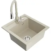Mexen Vito 1-Becken-Granit-Spüle mit Mischbatterie Savita, Beige - 6503-69-672601-69