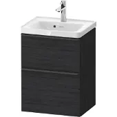 Duravit D-Neo Waschtischunterbau wandhängend, 484x625x372mm, 1 Auszug, 1 Schubkasten, mit Griff Diamantschwarz, DE43500BD160000, Farbe: Eiche Schwarz Matt Dekor