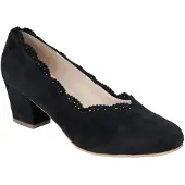 Hirschkogel Kira Pumps aus Leder, schwarz, Größe 40, mit Lochmuster und 4,5 cm Absatz