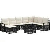 vidaXL Gartensofa-set 9 pcs Schwarz Poly-Rattan