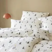 Elegante Soft-Flanell Bettwäsche Winterwald weiß Kissenbezug einzeln 80x80 cm - weiß
