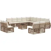vidaXL Gartensofa-set 14 pcs Beige und Cremeweiß Poly-Rattan