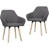 vidaXL Esszimmerstühle 2 Stk. Dunkelgrau Stoff