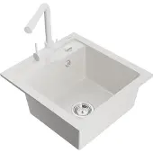 Mexen Vito 1-Becken-Granit-Spüle mit Mischbatterie Duero, Weiß - 6503-20-671600-20
