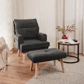 Fun-Möbel Relaxsessel Sessel CATANIA inkl. Hocker in Stoff Trinity Dunkelgrau