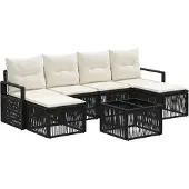 vidaXL Gartensofa-set 7 pcs Schwarz Poly-Rattan