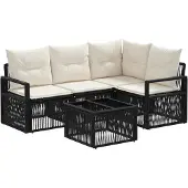 vidaXL Gartensofa-set 5 pcs Schwarz Poly-Rattan
