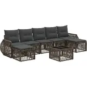 vidaXL Gartensofa-set 8 pcs Grau und Dunkelgrau Poly-Rattan