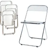 En.casa Klappstuhl 'Pornainen' 4er Set Stahlgestell Transparent
