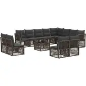 vidaXL Gartensofa-set 13 pcs Grau Poly-Rattan
