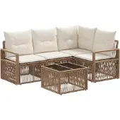 vidaXL Gartensofa-set 5 pcs Beige Poly-Rattan