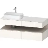 Duravit Collection One Konsolenwaschtischunterbau, 2 Auszüge, 2 Schubkästen, Ausschnitt links, 1400x550x600mm, Nische Taupe Supermatt, QA4765083220000, Farbe: Weiß Hochglanz